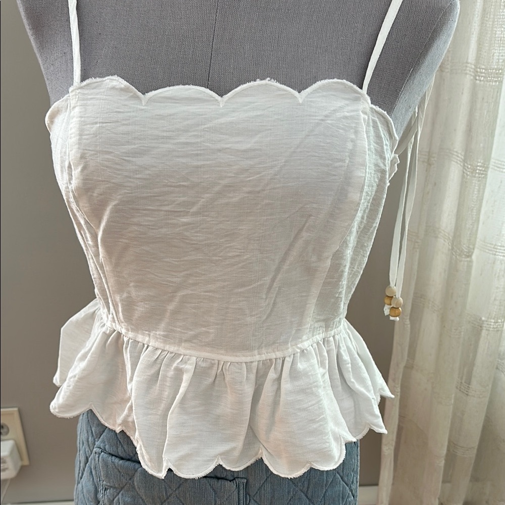 Mustard Seed White Puff Sleeve Camisole Top